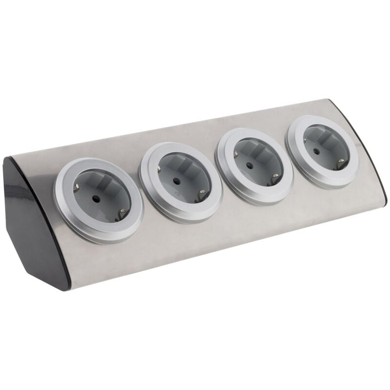 Multiprise de cuisine en angle 4 prises Schuko 16A - Gris Otio