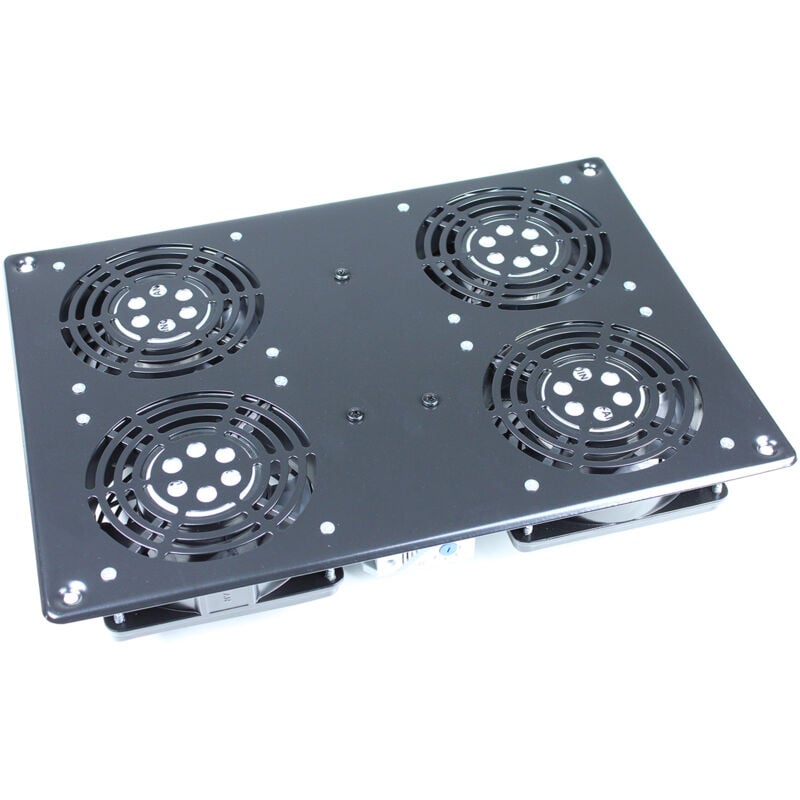 Bloc 4 ventilateurs toit pour rack et baie de brassage 19'' + thermostat