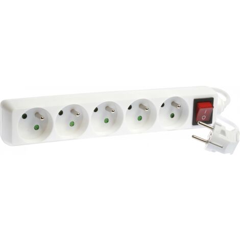 Bloc 5 prises 2P+T blanc inter. 4m EUR'OHM 64067