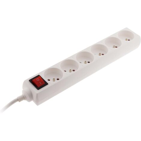 Bloc 6 Prises 16A 2P+T avec Interrupteur - Blanc