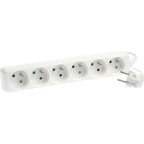 Bloc 6 prises 2P+T blanc s int 3G1 1m EUR'OHM 64040