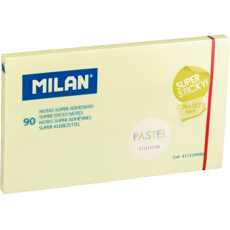 Bloc 90 notas super adhesivas amarillo pastel 76x127mm Milan