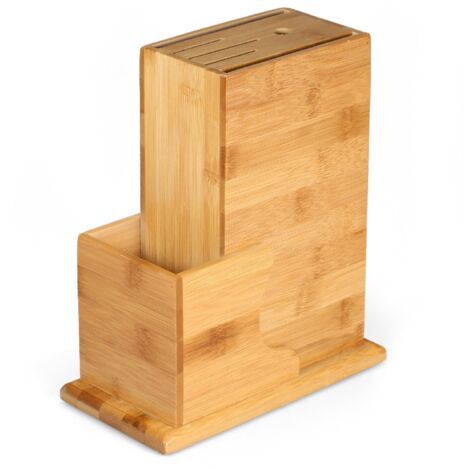 Bloc à couteaux en bois naturel à 6 emplacements, organisateur de rangement pour couteaux