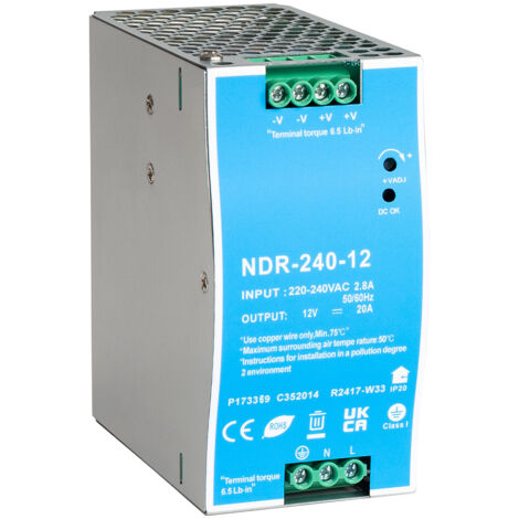 Bloc Alimentation 12V DC pour Rail DIN 240 W