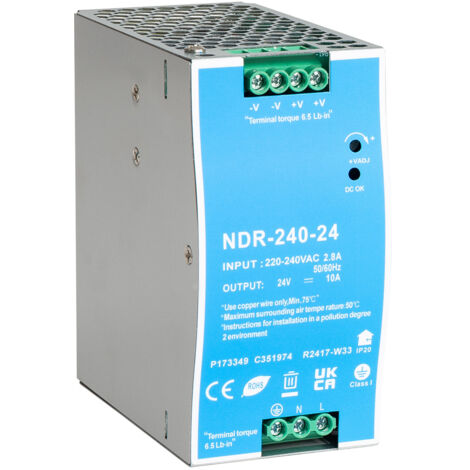 Bloc Alimentation 24 V DC pour Rail DIN 240 W