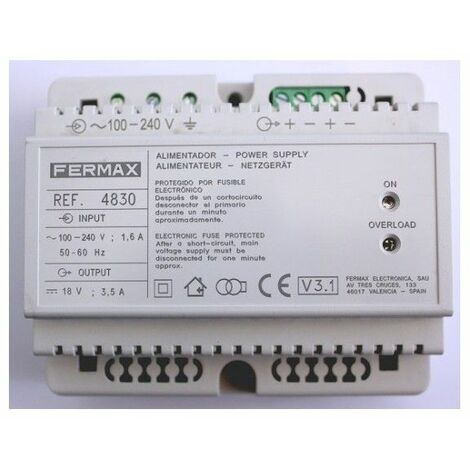 Bloc alimentation fermax 18 volts gris ABS ignifuge