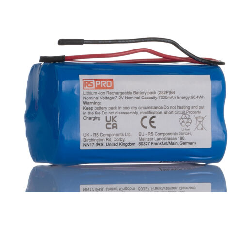 Bloc batterie rechargeable RS PRO 7.2V Lithium-Ion 7Ah 18650 x 4 ( Prix pour 1 )