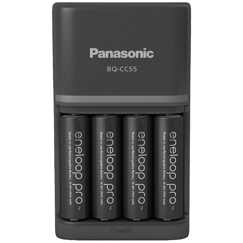 Panasonic - Chargeur de bloc de batterie NiMH avec accus Smart & Quick BQ-CC55 +4x eneloop Pro aa