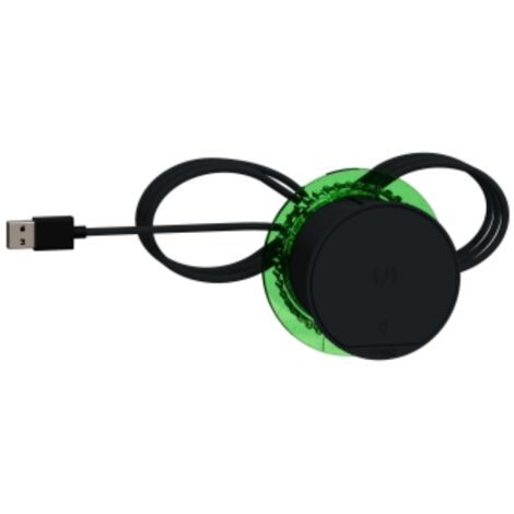 Bloc chargeur sans fil 5W anthracite à encastrer Qi IP44 avec cable 2m et fiche USB Unica System+