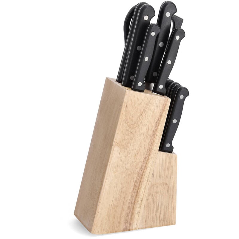 Zeller - Bloc couteaux en bois avec couteaux, ensemble de 13 pièces