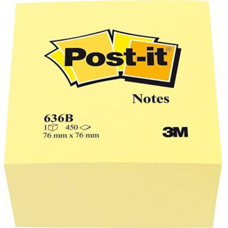 Post-it Bloc cube de notes adhésives 636B 76 mm x 45 mm jaune 450 feuille(s) - jaune