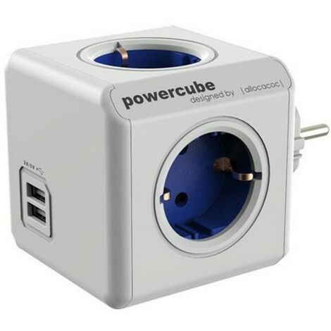 Ladrón ALLOCACOC Powercube original 4 tomas + 2 USB (5V). Color azul - talla