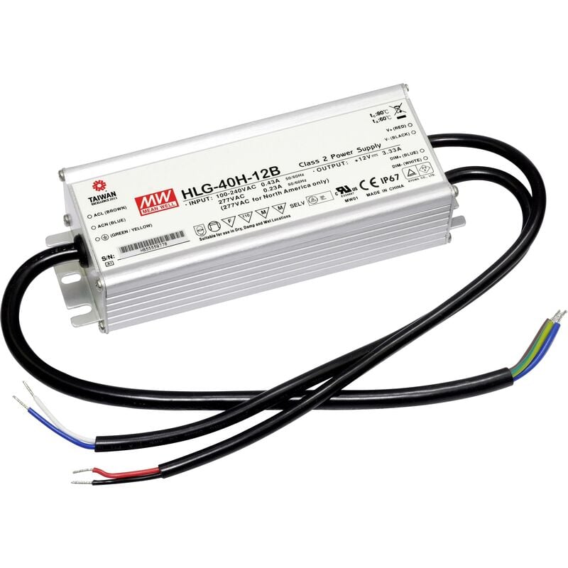 Bloc d'alimentation à découpage led Driver de led, Transformateur pour led à tension constante, à courant constant Mean Well HLG-40H-12B 39 w (max