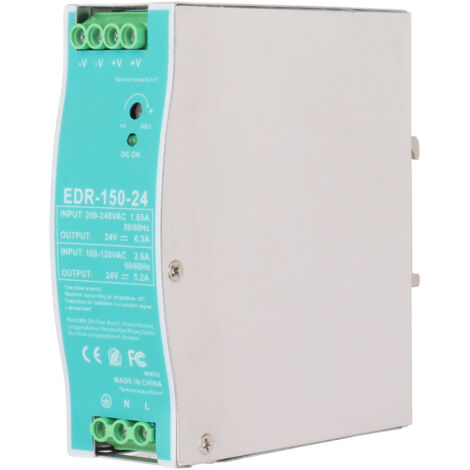 Bloc d'alimentation à découpage pour rail DIN 24V DC, adaptateur EDR15024, entrée AC 100-240V