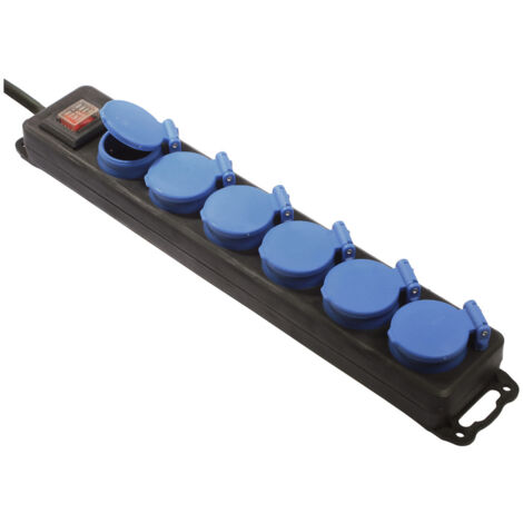 Bloc d'alimentation IP44, 1,5 m, 6 voies