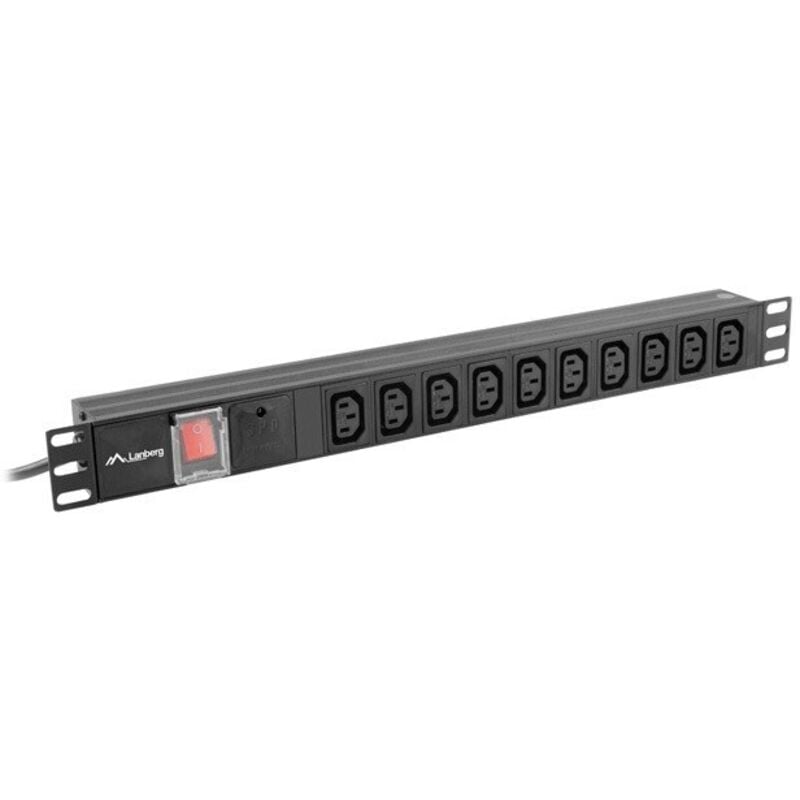 Bloc d'alimentation lanberg 1u 10a rack 19 10x prise noire 2m