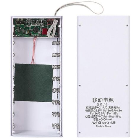 Bloc d'alimentation portable avec support de piles 18650 amovible et étui de rangement