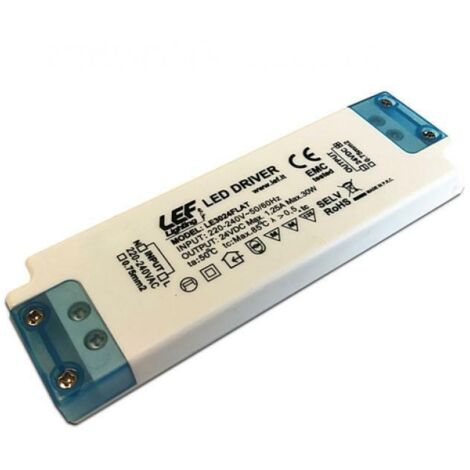 Alimentation électrique LED 24Vdc 30W 1250mA – Protection contre surchauffe et courts-circuits – Boîtier plat – LE3024FLAT – LEF