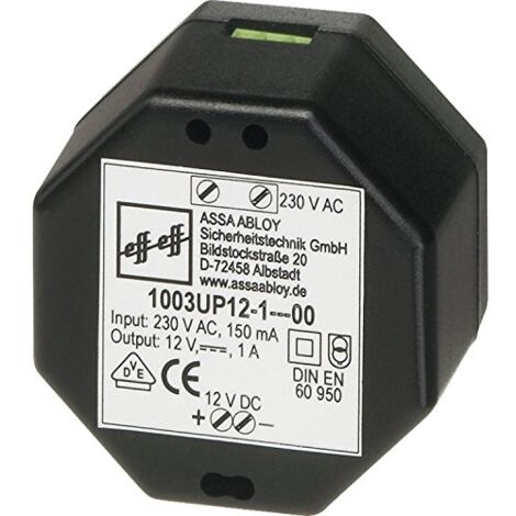 BLOC D'ALIMENTATION POUR MONTAGE ENCASTRÉ, 230 V, NOIR (1003UP LOT DE 121 -- 00), 1 EFFEFF 1003UP-12-1--10
