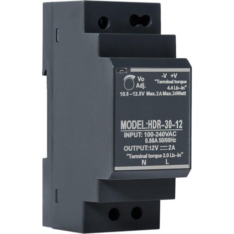 Bloc d'alimentation sur Rail DIN, Alimentation à découpage HDR-30-12 Alimentation Rail DIN Transformateur de Puissance 30W 2A DC12V