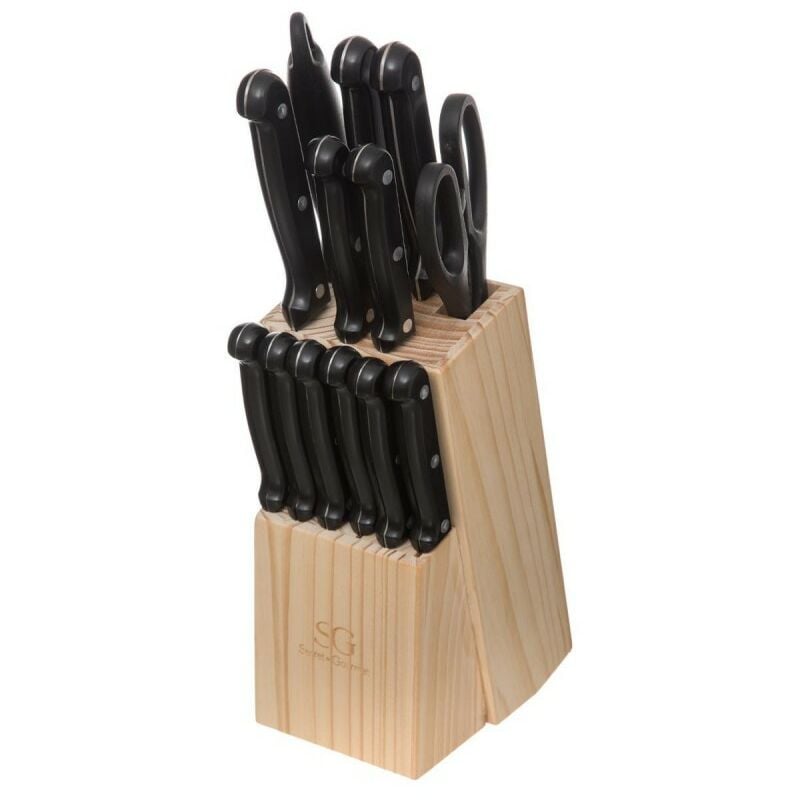 Pegane - Bloc de 11 couteaux avec un aiguiseur et ciseau - Longueur 13,5 x Profondeur 10,2 x Hauteur 34 cm