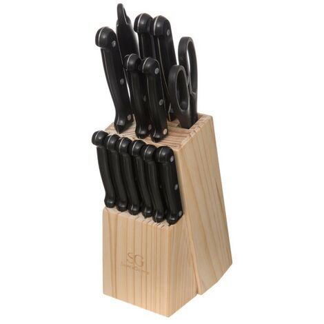 Bloc de 11 couteaux avec un aiguiseur et ciseau - Longueur 13,5 x Profondeur 10,2 x Hauteur 34 cm -PEGANE-