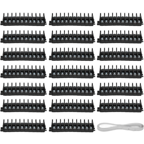 Bloc de bornes 200Pcs à monter sur rail DIN, couche unique, pinces en cuivre, 20A 600V pour connexions électriques