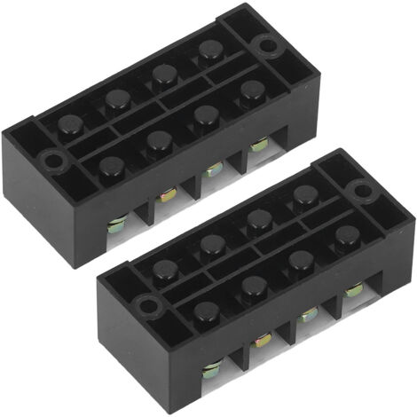 Bloc de bornes à vis 60A 600V, double rangée avec capot transparent, pour éclairage pont et applications électriques, 2 unités, 4 positions (604)