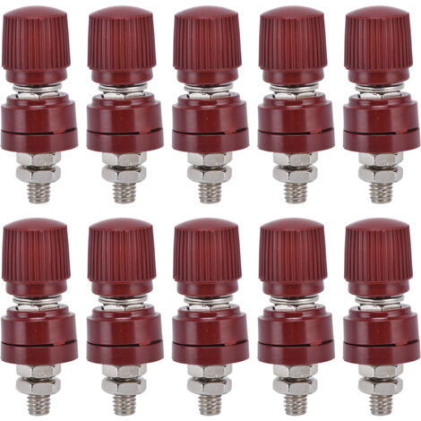 Bloc de bornes régulateur de tension 10Pcs, bornes de serrage M6 32mm pour onduleur, longueur 44mm, plage 0V-380V, rouge