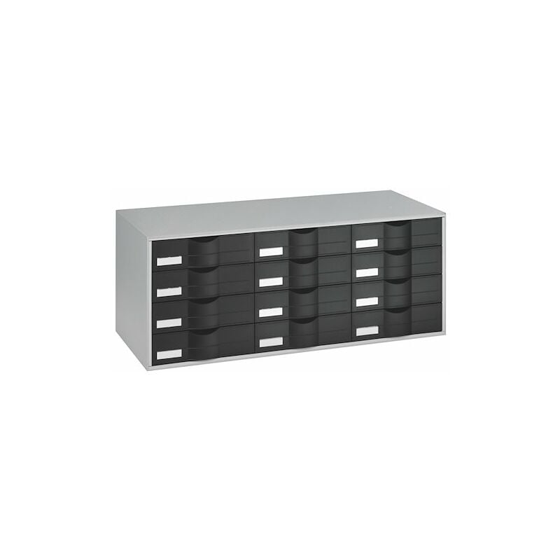 paperflow - bloc de classement gris 12 tiroirs noirs - gris foncé
