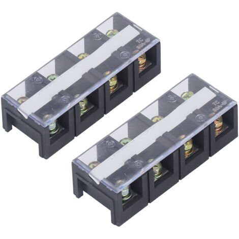 Bloc de connexion à vis double rangée 600V 60A avec protection, 2 unités 4 pôles pour circuits haute intensité