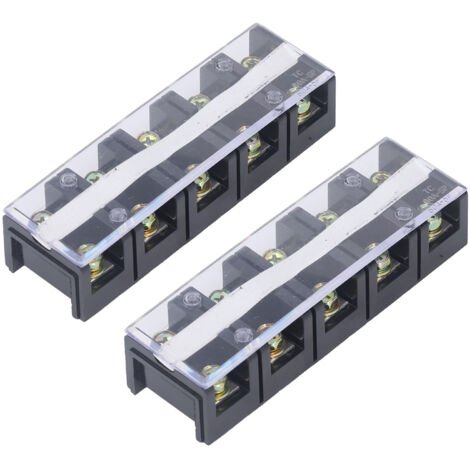 Bloc de connexion à vis double rangée 600V 60A avec protection, 5 pôles, lot de 2, pour applications haute intensité