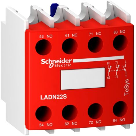 Bloc de contacts auxiliaires rouge TEYS DECAL 2NO+2NC 690 V AC à montage frontal IP20