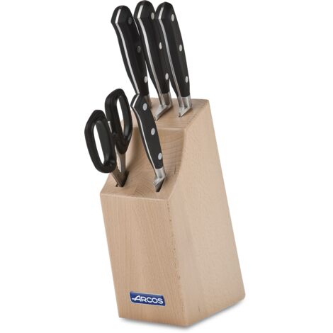 Bloc de couteaux avec cinq couteaux et acier acier acier acier acier acier acier acier riviera 234300 NITRUM hêtre bois de hêtre NITRUM
