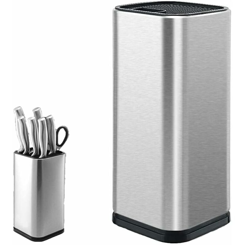 Bloc de Couteaux, Porte-Couteau en Acier Inoxydable, Porte-Couteau de Cuisine, Porte-Couteau Carré, pour Couteaux et Ciseaux (Carré)