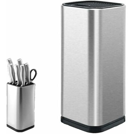 Bloc de Couteaux, Porte-Couteau en Acier Inoxydable, Porte-Couteau de Cuisine, Porte-Couteau Carré, pour Couteaux et Ciseaux (Carré)