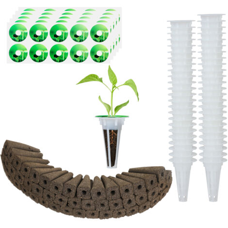 Bloc de Culture Hydroponique Sans Terre - Kit de 50 Pastilles de Germination et Transplantation en Fibre Naturelle pour Plantes et Herbes