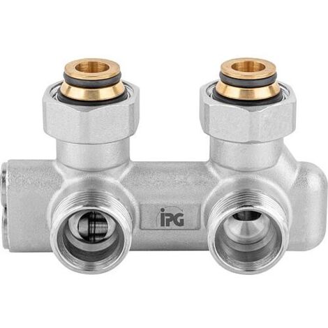 Bloc de dérivation équerre avec raccord eurocône DN 20 (3/4"), déverouillage