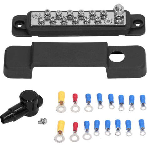 Bloc de distribution à bornes 12 positions pour camping-car yacht 48V 150A noir avec couvercle