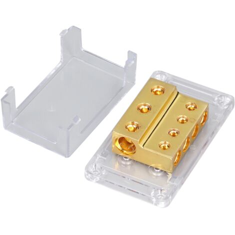 Bloc de Distribution d'Alimentation 1 Entrée 4 Sorties avec Porte-Fusibles pour Amplificateur Audio, Protection Incendie pour Voitures, Camping-Cars et Bateaux