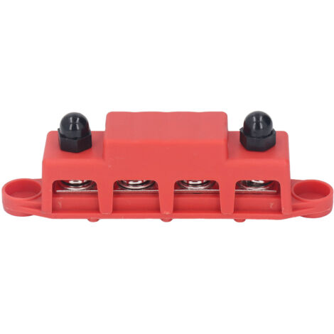 Bloc de distribution d'alimentation 4 positions à plots M10 pour véhicules, camping-cars et bateaux, 250A 48VDC, rouge