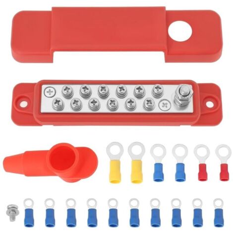 Bloc de Distribution d'alimentation à 12 Points Modules de Barre Omnibus pour Système de Distribution d'alimentation CC Haute Capacité 12V 180A pour Applications Automobiles Rouge