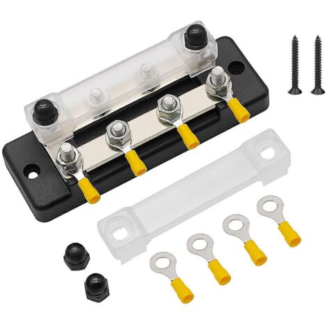Bloc de distribution d'alimentation batterie avec barre omnibus positive et négative, bornes automobiles 8 x M6