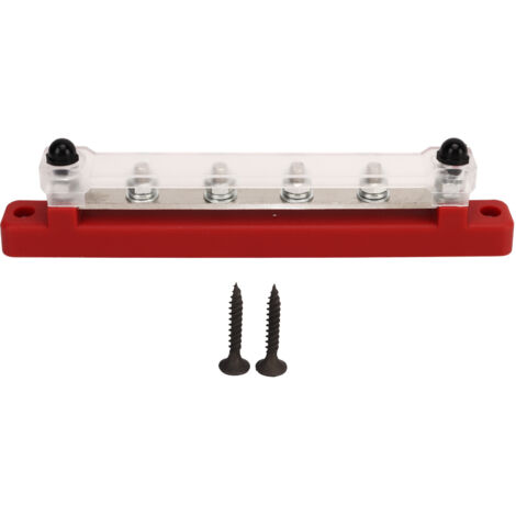 Bloc de Distribution d'alimentation M6 à 6 bornes 12 V 48 V 150 A avec Plaque en Laiton pour Automobile Bateau (Rouge.