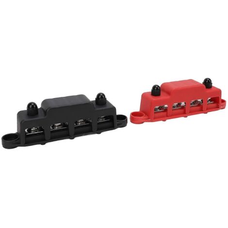 Bloc de distribution DC 12V-48V 250A, boîtier de barre omnibus haute puissance avec 4 bornes M8, module de répartition pour systèmes électriques.