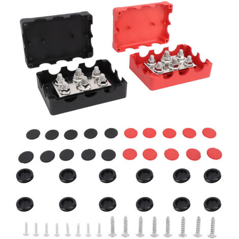 Bloc de Distribution d'énergie Marin Robuste, Bloc de Distribution de Borne de Batterie Marine étanche, Câblage soigné, Haute Résistance, 2 Pièces 500A pour Bateau.