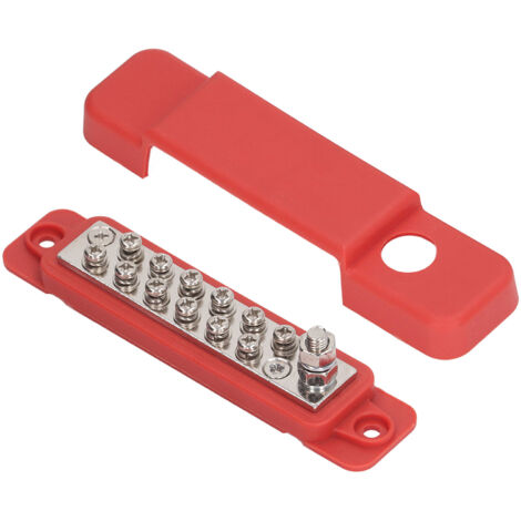 Bloc de distribution électrique 12 bornes 150A pour véhicule de loisir et bateau 48V avec barre omnibus rouge et couvercle de protection