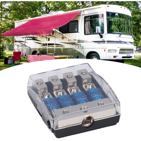 Bloc de distribution électrique 60 A, 1 entrée, 4 sorties, porte-fusible audio pour voiture, camping-car et système solaire