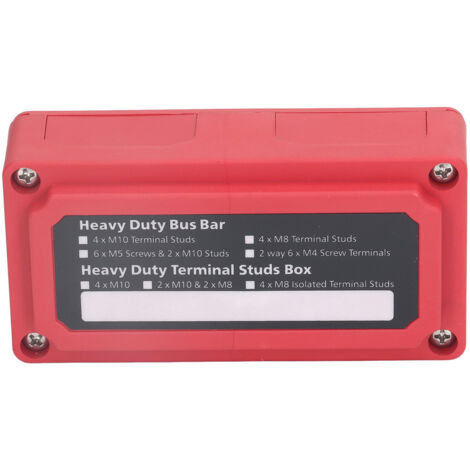Bloc de distribution M8 à bornes vissables, barre omnibus 48V 300A pour applications marines et véhicules, couleur rouge