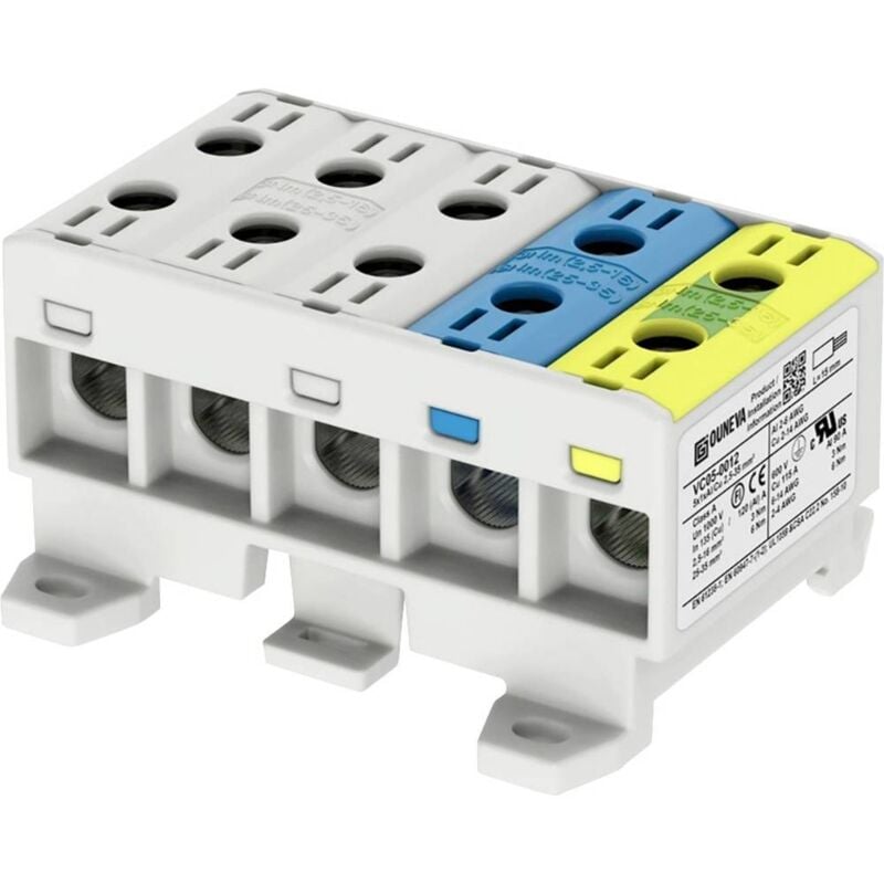 Ouneva Group - VC05-0012 Bloc de distribution raccord à vis gris, bleu, jaune-vert 1 pc(s)